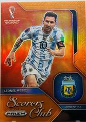 Lionel Messi [Orange] Soccer Cards 2022 Panini Prizm World Cup Scorers Club Prices