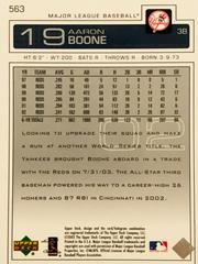 Rear | Aaron Boone Baseball Cards 2003 Upper Deck First Pitch