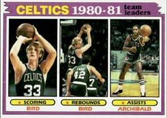Celtics Team Leaders: L.Bird, N.Archibald Basketball Cards 1981 Topps Prices