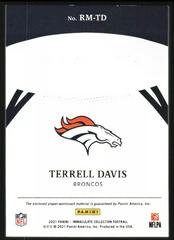 Back Of Card | Terrell Davis [Gold] Football Cards 2021 Panini Immaculate Collection