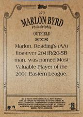 Rear | Marlon Byrd Baseball Cards 2002 Topps 206