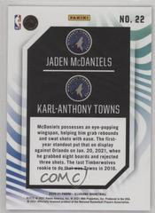 Back Of Card | Jaden McDaniels, Karl Anthony Towns [Emerald] Basketball Cards 2020 Panini Illusions Rookie Reflections