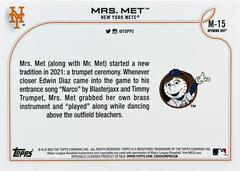 Card Back | Mrs. Met Baseball Cards 2022 Topps Opening Day Mascots