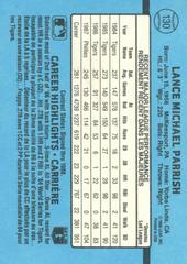 Reverse | Lance Parrish Baseball Cards 1988 Leaf