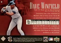 Rear | Dave Winfield Baseball Cards 2002 Upper Deck Piece of History