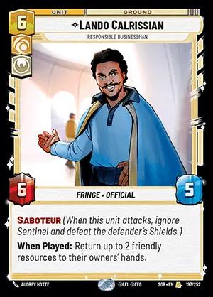 Lando Calrissian [Foil Hyperspace] #197 Star Wars Unlimited: Spark of Rebellion