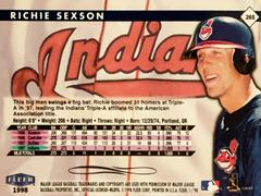 Rear | Richie Sexson Baseball Cards 1998 Fleer Tradition