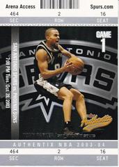 Tony Parker #67 Basketball Cards 2003 Fleer Authentix Prices