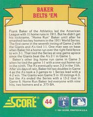 Back | Baker Belts 'Em Baseball Cards 1991 Score Magic Motion Trivia World Series