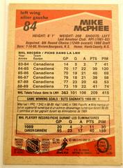 Backside | Mike McPhee Hockey Cards 1989 O-Pee-Chee
