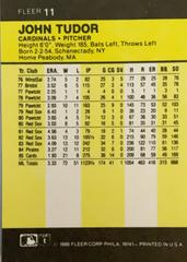 Rear | John Tudor Baseball Cards 1986 Fleer Mini