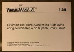1990ClassicWWF_RickRudeJimmySnuka138_CardBack | Ravishing' Rick Rude, 'Superfly' Jimmy Snuka Wrestling Cards 1990 Classic WWF The History of Wrestlemania