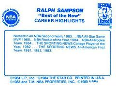 Back Side | Ralph Sampson Basketball Cards 1986 Star Best of the New Old