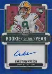 Christian Watson [Rookie of the Year Autograph Blue] #ROY-CW Football Cards 2022 Panini Contenders Optic Rookie of the Year Prices
