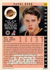 Pavel Bure [Starting Lineup] #333 Back | Pavel Bure [Starting Lineup] Hockey Cards 1993 Score