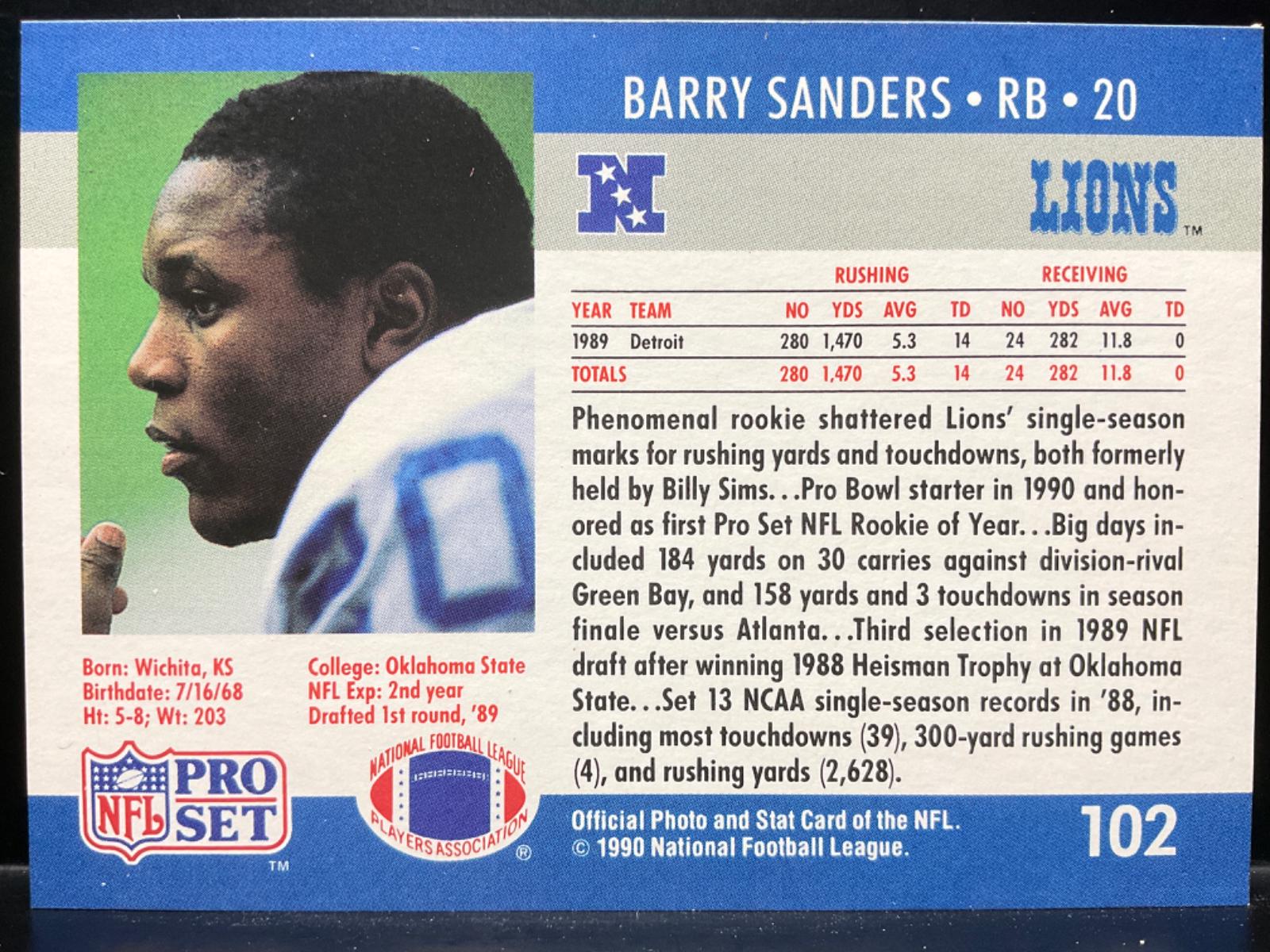 Barry Sanders 102 Prices 1990 Pro Set Football Cards