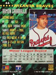 Rear | Ramon Caraballo Baseball Cards 1994 Stadium Club Team Series