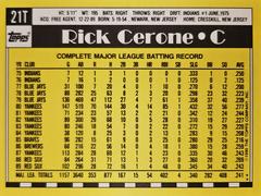 Rear | Rick Cerone Baseball Cards 1990 Topps Traded Tiffany