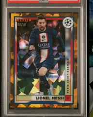 Lionel Messi [Gold Atomic] #104 Soccer Cards 2022 Topps Merlin Chrome UEFA Club Competitions Prices