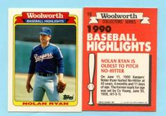 Nolan Ryan #19 Baseball Cards 1990 Woolworth Prices