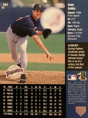 Rear | Andy Ashby Baseball Cards 1998 Upper Deck