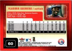 Back | Vladimir Guerrero Baseball Cards 2002 Fleer Showcase