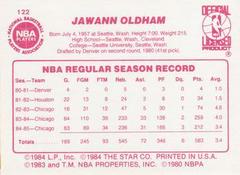 Back Side | Jawann Oldham Basketball Cards 1986 Star