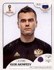 Igor Akinfeev [Black Back] Soccer Cards 2018 Panini World Cup Stickers Prices