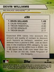 Rear | Devin Williams [Black] Baseball Cards 2021 Topps Significant Statistics