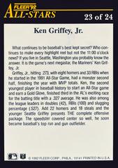 Card Back | Ken Griffey Jr Baseball Cards 1992 Fleer All Stars