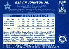 Back Side | Magic Johnson Basketball Cards 1983 Star