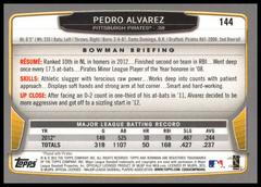 Back Of Card | Pedro Alvarez Baseball Cards 2013 Bowman