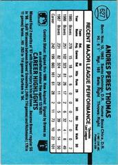 Back Of Card | Andres Thomas Baseball Cards 1988 Donruss