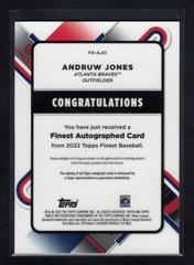 Back | Andruw Jones [Orange Wave] Baseball Cards 2022 Topps Finest Autographs