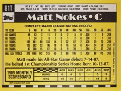 Rear | Matt Nokes Baseball Cards 1990 Topps Traded Tiffany