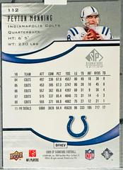 Back Of Card | Peyton Manning Football Cards 2009 SP Signature