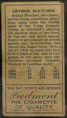 Back | Arthur Fletcher Baseball Cards 1911 T205 Gold Border