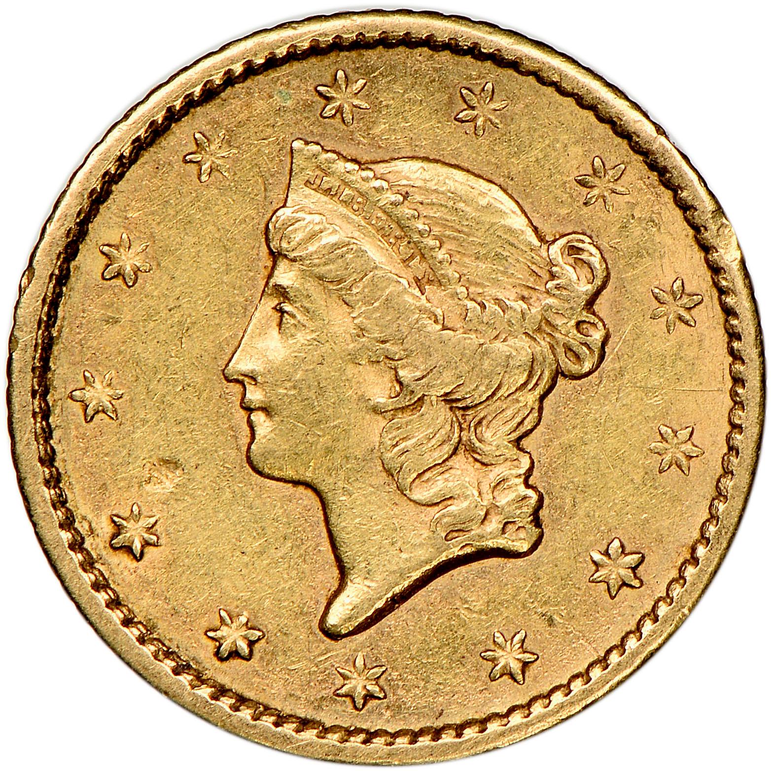 1854 S Coins Gold Dollar