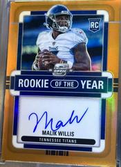 Malik Willis [Rookie of the Year Autograph Orange] #ROY-MW Football Cards 2022 Panini Contenders Optic Rookie of the Year Prices
