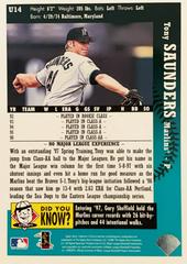 Rear | Tony Saunders Baseball Cards 1997 Collector's Choice Update