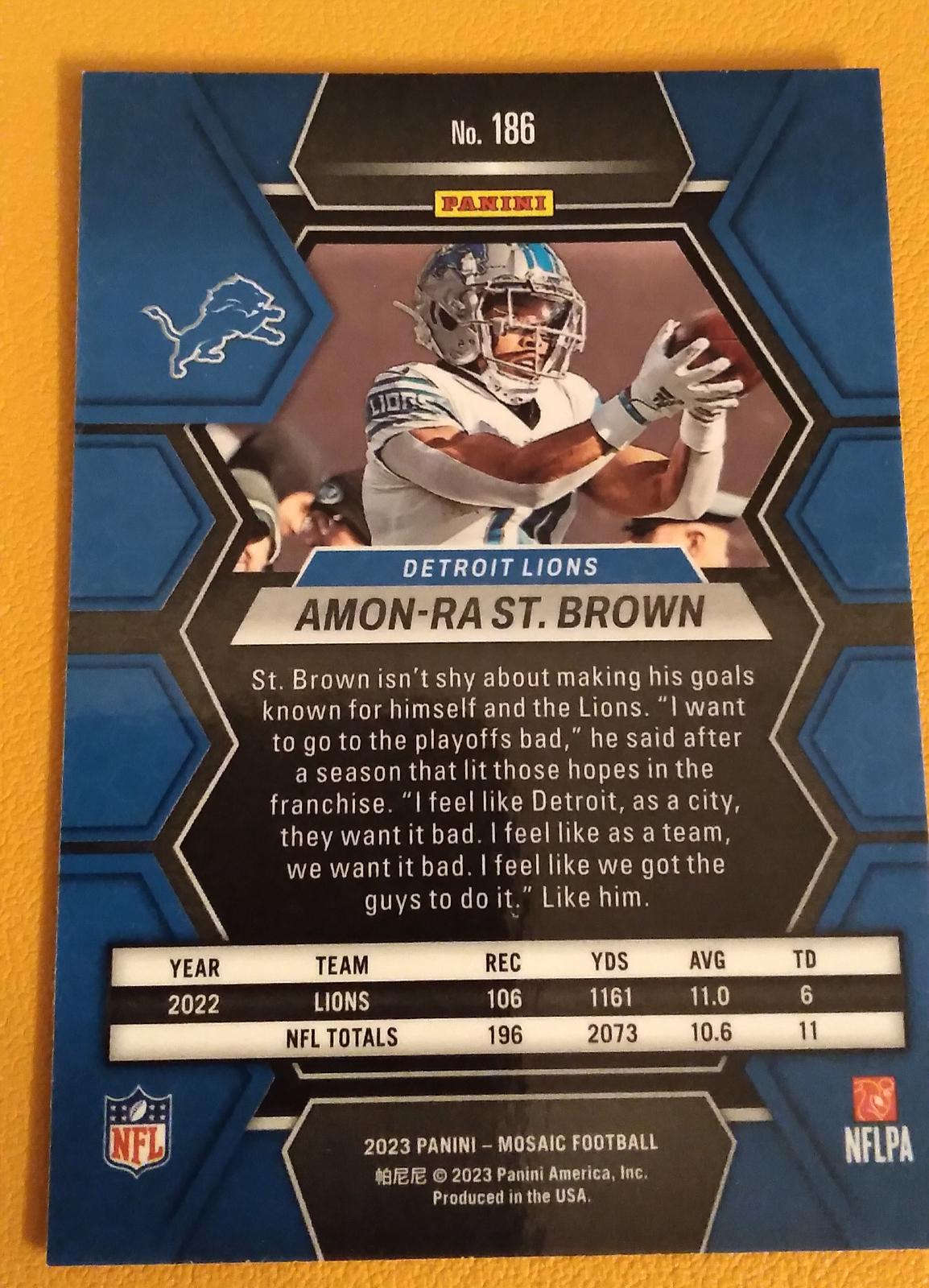 Amon Ra St. Brown #186 Prices | 2023 Panini Mosaic | Football Cards