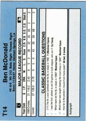 Back | Ben McDonald Baseball Cards 1991 Classic