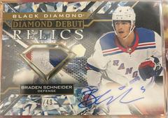 Braden Schneider [Autograph Patch] #DD-BS Hockey Cards 2022 Upper Deck Black Diamond Debut Relics Prices