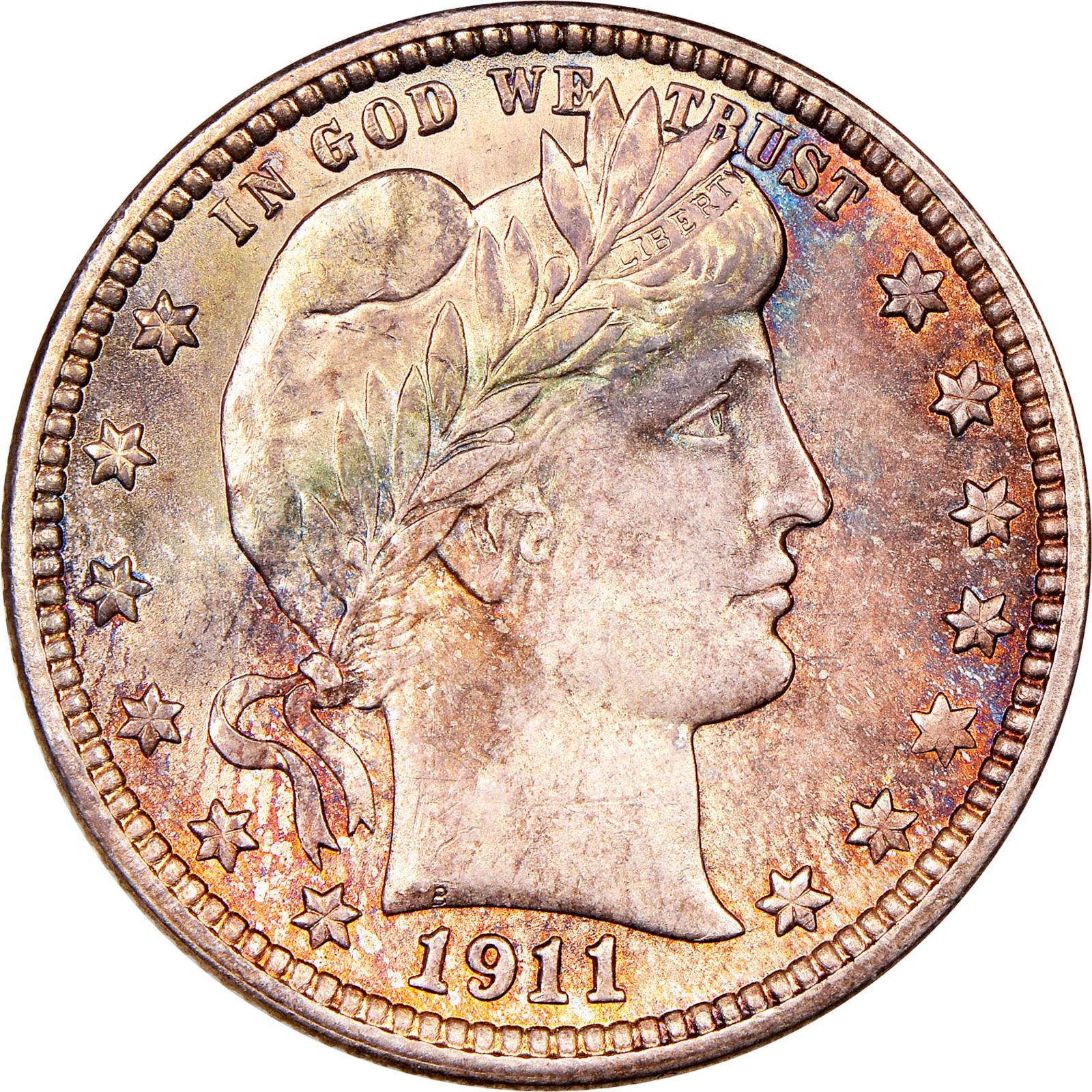 1911 Coins Barber Quarter