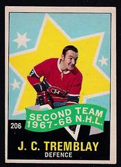 J. C. Tremblay #206 Hockey Cards 1968 O-Pee-Chee Prices