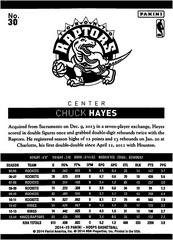 Back Of Card | Chuck Hayes Basketball Cards 2014 Panini Hoops