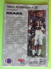 35 Reverse | Neal Anderson Football Cards 1992 Pro Set Gold MVP's