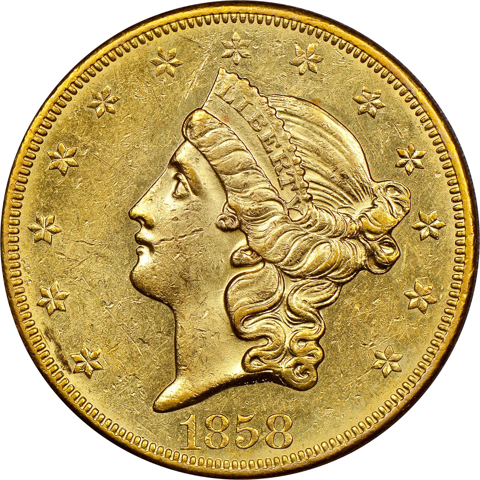 1858 O Coins Liberty Head Gold Double Eagle