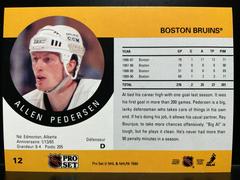 Back | Allen Pedersen Hockey Cards 1990 Pro Set