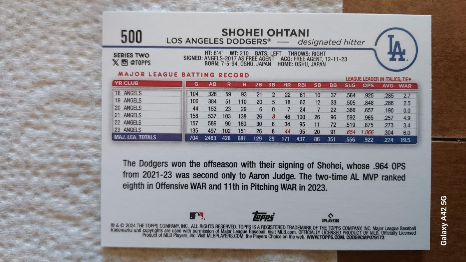 Shohei Ohtani #500 Prices | 2024 Topps | Baseball Cards